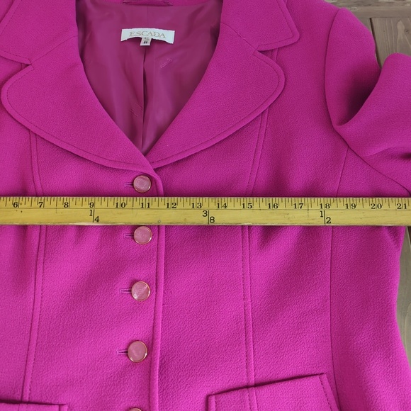 ESCADA Women's Magenta Fuchsia Virgin Wool Blazer Jacket Size 44 (US 14) Vintage - Picture 8 of 16